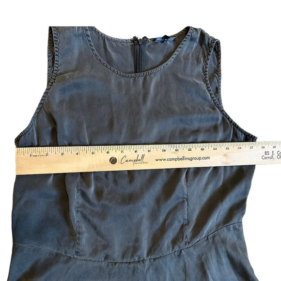 Eileen Fisher Silk Peplum Blouse Tank Top around Neck Dark Gray Women’s Medium - Picture 4 of 6